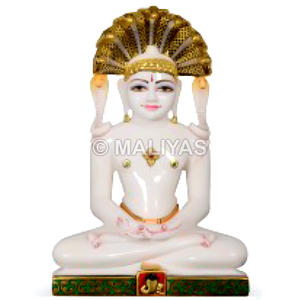 Sculpture en marbre blanc pur Parasnath |   Murti en marbre de Parasnath fait main pour la maison et le temple jain - Product Image 1