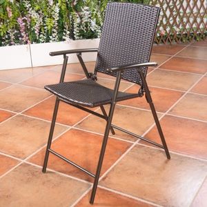 Contemporary Nordic <b>Bar</b> <b>Stools</b> <b>Set</b> <b>of</b> <b>4</b> with Footrests and Armrests Folding Rattan High Chairs for Indoor and Outdoor Use - Product Image 4