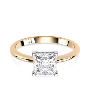 Anillo de Compromiso Solitario de Diamante Cultivado en Laboratorio con Corte Princesa en Oro Sólido de 14K, Chapado en Rodio, Clásico Cuadrado, para Aniversario o Boda - Product Image 4