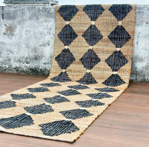 Alfombra Moderna de Yute Tejido Ecológico con Patrón Geométrico Cruzado, Antideslizante, de Pelo Corto, Neutral, para Dormitorio y Sala de Estar - Product Image 1