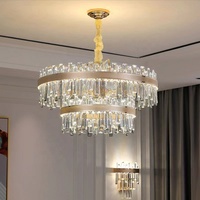 Lustre en cristal de luxe Lumière ronde rectangulaire en verre Éclairage décoratif pour salon Table