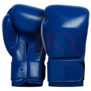 Gants de boxe en cuir bleu royal robustes avec fermeture sécurisée par sangle de poignet, service OEM ODM avec étiquette privée, marque personnalisée - Product Image 1