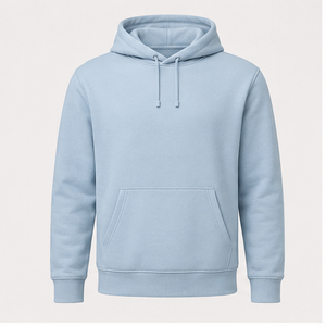 Sweat à capuche droit classique pour homme, bleu glace, personnalisable, avec cordon de serrage ton sur ton, poche kangourou, en polaire brossée compacte MHOOD-0029 - Product Image 1