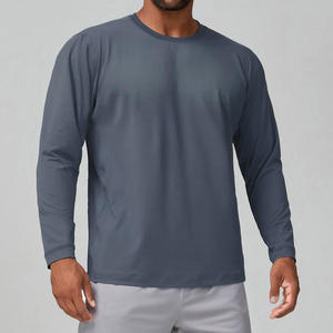 T-shirt décontracté grande taille coupe ajustée à manches longues avec logo imprimé personnalisé, appliques, boutons écologiques, mélange polyester/coton - Product Image 3