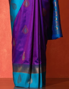 KV <b>Purple</b> Silk Ethnic Designer <b>Saree</b> With Unstitched Blouse - Product Image 5