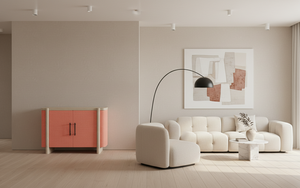 Buffet moderne à 2 portes en chêne massif pour salon - Rangement résistant à l'eau avec design minimaliste - Product Image 2