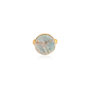 Handmade Gold Plated <b>Adjustable</b> Amazonite Brass <b>Ring</b> Gemstone Jewelry for Women Trendy - Product Image 1