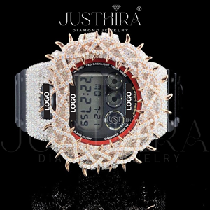 Reloj de Lujo Personalizable para Hombre, Estilo Hip-Hop, con Correa de Goma, Esfera de 41 mm, Diamantes Moissanite VVS Mixtos, Movimiento de Cuarzo - Product Image 2