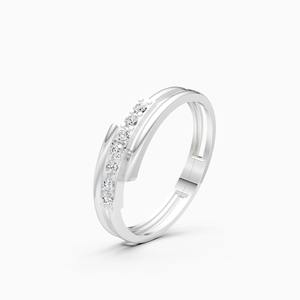 Anillo de barra de diamantes con banda dividida de diamantes cultivados en laboratorio de 0.14 quilates en oro amarillo, blanco y rosa de 9 quilates - Product Image 2