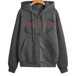 Unisex Dark Gray Hooded Sweatshirt Oversized Fit Regular Sleeve Solid Color Back Logo Printed Casual Style Autumn Wear <b>Hoodie</b> - Product Image 1