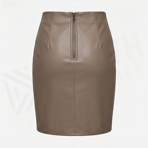 Women High Waist Faux Leather Mini Pencil <b>Skirt</b> Solid Color <b>Tight</b> Fit Minimalist Style All Seasons Wear - Product Image 2