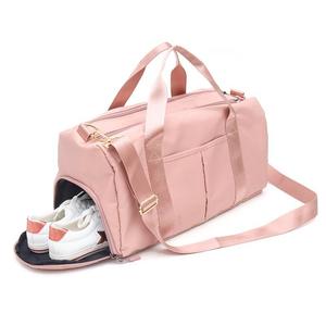 Pink <b>Nylon</b> Duffel Bag With Adjustable Straps And Front Pockets Fashionable Portable Design - Product Image 2