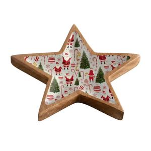 Round Christmas Tray For Decoration Customizable Designs Handmade Durable Wooden Trays For Serving Tabletop Display - Product Image 5