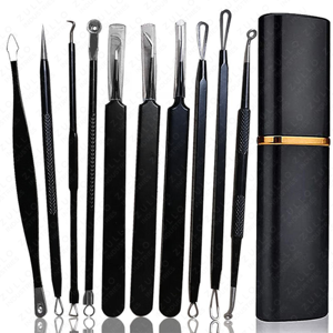 High Precision 10 Piece Facial Acne Extraction Kit Stainless Steel Blackhead Whitehead Remover <b>Tools</b> Custom Label Set - Product Image 4