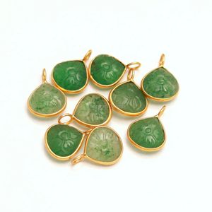 Colgante de cuarzo verde natural con forma de flor, plata de ley 925, tallado a mano, colgante de corazón de piedra preciosa para la elaboración de joyas. - Product Image 5
