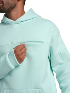 Hoodie unisexe surdimensionné, couleur bleu ciel, en molleton de coton respirant, longueur normale, manches longues, épaules tombantes, design personnalisé - Product Image 3