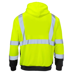 Safety Reflective Hi Vis Hoodie Zipper Closure Hood With Drawstrings High Quality Reflective <b>Strips</b> Construction Safety Hoodie - Product Image 2