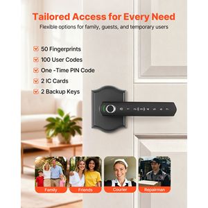 Set Serratura Biometrica con Impronta Digitale per Porte in Legno, Maniglia con Ingresso Senza Chiave, Codice Monouso e Funzione Anti-Pee - Product Image 2