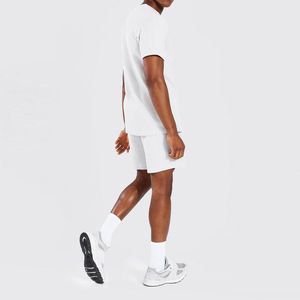 Ensemble décontracté pour homme, tendance été, avec logo personnalisé imprimé, 2 pièces, t-shirt et short, 100% coton - Product Image 2