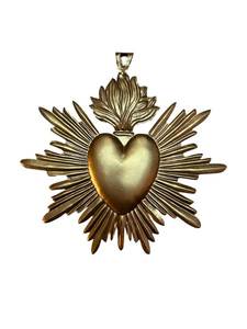 Polished Gold Cute <b>Heart</b> Pendant with Radiant Rays Hanging Religious <b>Ornament</b> for Valentine's Day Factory - Product Image 1