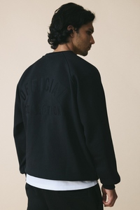 Sudadera de Hombre Color Blanco Hueso con Cuello Redondo y Mangas Raglán, Logotipo Bordado, Felpa Francesa, Corte Regular - Product Image 4