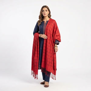 Châle en pashmina tissé à carreaux pour femme, style fenêtre de rue, avec franges à pompons, doux, chaud, long, pour l'hiver, personnalisable OEM - Product Image 2