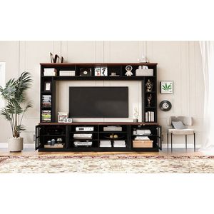 U-Can 95.5 \ "moderno supporto TV Console armadi vetro temperato porte 80 \" TV unità parete centro intrattenimento regolabile - Product Image 5