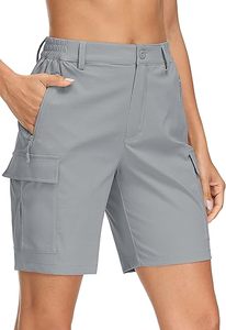 Shorts cargo de randonnée pour femmes, 7 pouces, séchage rapide, légers, pour le golf, athlétiques, décontractés, tendance, avec 5 poches, élastiques, boutonnés - Product Image 2