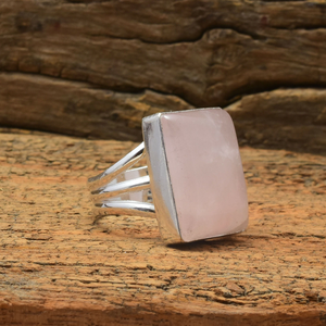 925 Sterling Silver Classic Designer <b>Ring</b> Natural Rose <b>Quartz</b> Gemstone Elegant Wedding Anniversary Valentine's Day <b>Ring</b> For Her - Product Image 1