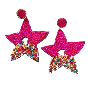 High Quality Starry Nights Beaded Handwork Embroidery Drop Earrings Add New Fancy Premium And Exclusive Unique Top For <b>Girl</b> - Product Image 1