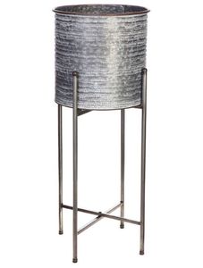 Set Of 2 Farmhouse Decorative Metal Bucket Plant Stands Industrial Rust-Resistant Flower <b>Pot</b> <b>Holders</b> With Tall Iron Pedestals - Product Image 6