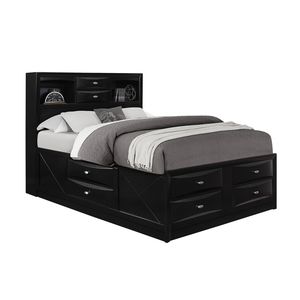 Cama Queen Negra Lucille, Muebles Elegantes Tapizados para Comodidad y Estilo - Product Image 1