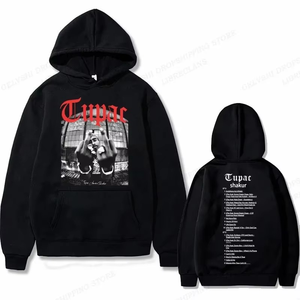 Sweat-shirt à capuche graphique Tupac 2pac pour homme, vêtements de mode, style oversize, hip-hop, confortable, automne-hiver, sweat-shirt décontracté en polaire pour homme - Product Image 4