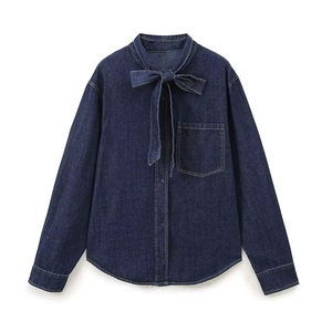 Women New Arrivals Summer/Winter Vintage Eco-Friendly Casual Button <b>Down</b> Long Sleeve 100% Cotton Denim Shirts - Product Image 1