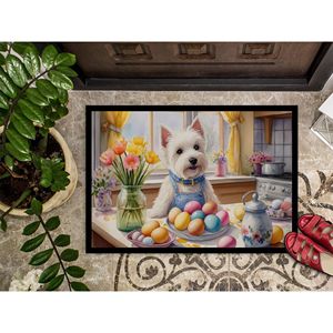 New Outdoor and Indoor 18H X 27W Non-Slip Low Pile Easter Westie <b>Doormat</b> <b>Washable</b> Entryway Rug - Product Image 3