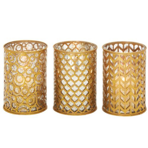 Porte-bougie en métal et verre au design élégant, couleur argentée, pour la décoration de table de Noël à la maison. - Product Image 3