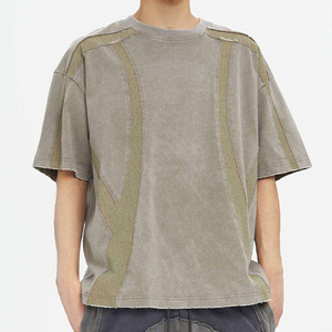 เสื้อยืดทรงบ็อกซี่สำหรับผู้ชาย เสื้อยืดเนื้อหนา พิมพ์ลายกราฟิก คอวี ทรงครอป ทรงบ็อกซี่ สกรีนลายตามสั่ง - Product Image 5