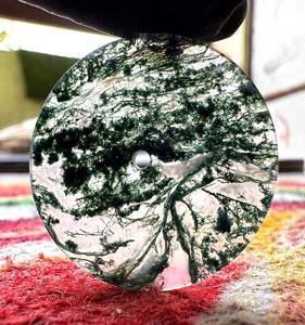 Esfera de reloj de piedra de ágata musgosa, disco plano redondo para la fabricación de relojes, 1 mm de grosor, esfera de piedra preciosa hecha a mano - Product Image 5