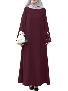 Abaya musulmane élégante 2026 pour femme, robe longue à manches longues brodée de fleurs, robe islamique décontractée, caftan, robes hijab de Dubaï - Product Image 4