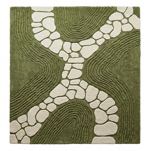 Tapis de salon moderne inspiré du jardin zen japonais, tissé à la main, doux, inspiré de la nature, vert, minimaliste, décoration intérieure - Product Image 2