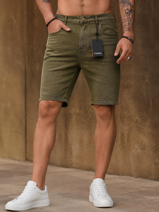 Pantalones Cortos de Mezclilla para Hombre F2WIN, Lavado Claro, Corte Recto, Formales, de Verano, con Bolsillos, Cintura Media, Transpirables, de Punto, Spandex/Algodón, de Secado Rápido - Product Image 6