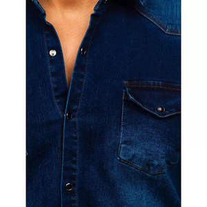 Professional Custom Men Denim Shirt Long Sleeve Breathable High Grade Cotton Blend Casual Slim Fit Streetwear OEM Customized - Product Image 5