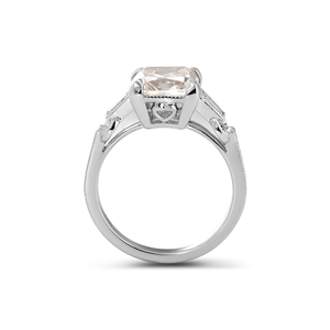 แหวนเพชรแล็บโกรว์ทรงโอลด์ไมน์คัท 3 กะรัต ทองคำขาว 14K สำหรับผู้หญิง สไตล์วินเทจ อาร์ตเดโค ประดับเพชรทรงบาแกตต์สามเม็ด ทรงเรียวเล็ก ขายดี - Product Image 6