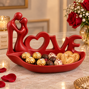 Plateau en aluminium romantique en forme de cœur avec figurine LOVE pour la décoration de table et la décoration intérieure |   Plateau de service décoratif pour mariage - Product Image 2