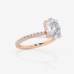 Anillo de estilo vintage de oro de 14 quilates con corte ovalado creado en laboratorio IGI/GIA, Diamante cultivado en laboratorio para compromiso o boda de mujer - Product Image 4