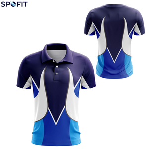 Chemises de golf à manches courtes pour hommes SPOFIT, imprimées par sublimation, séchage rapide, respirantes, design sportif, bleu, blanc, marine, jersey à blocs - Product Image 1