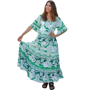Vestido largo escalonado para mujer, conjunto de verano de manga corta - Product Image 4