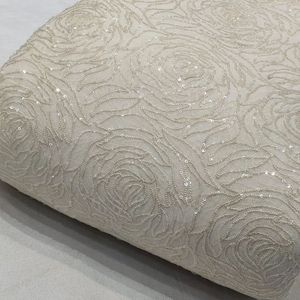Premium Sequence Embroidery Fabric For Women Fashion Wear Designer <b>Garments</b> Party Wear Dresses Kaftan Abaya Bridal Wear - Product Image 2