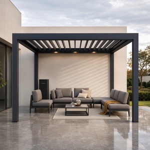 Gazebo de Jardín con Techo Rígido, Acabado con Recubrimiento en Polvo Color Antracita y Toldo de Lamas Resistente a la Intemperie para Comodidad Diaria al Aire Libre - Product Image 2