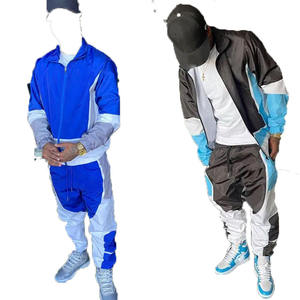 Hot Sale Men's Woven Organic Cotton Winter Hooded Solid Tracksuit Set Custom Contrast Color Design Embroidery Logo Lightweight - Product Image 1